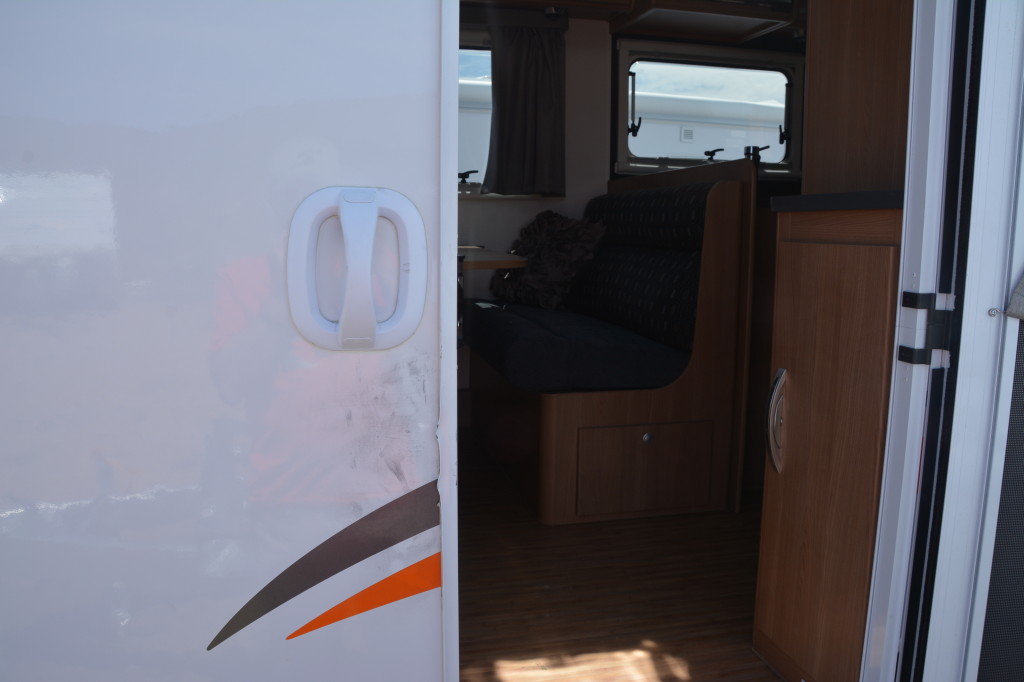 Damaged door on the Jayco Expanda