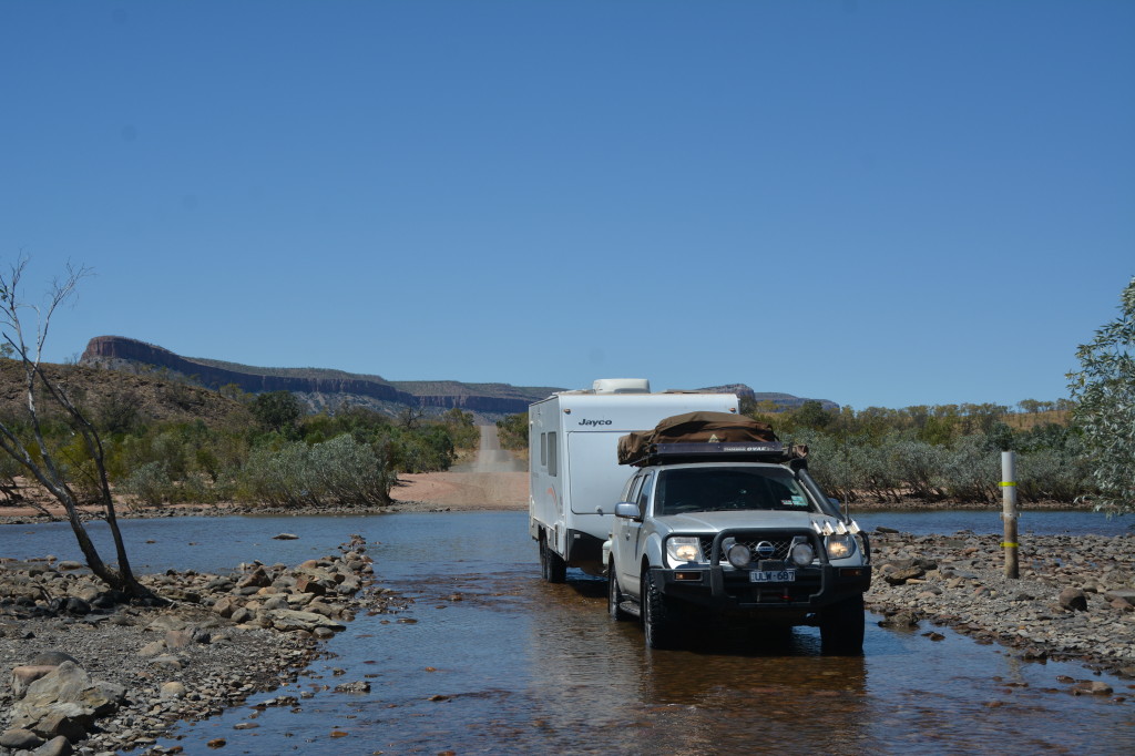 Jayco crossing the Pentacost River, Kimberley